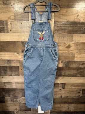 Christopher & Banks Christmas embroidered overalls size Small